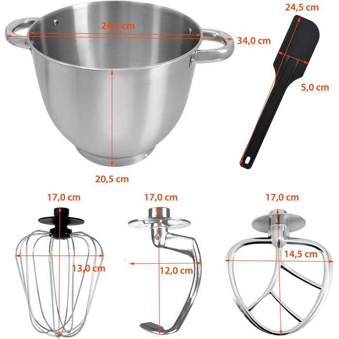 Кухонна машина Syntrox Germany 1500 Вт з м'ясорубкою, міксером та 7,5 л чашею з нержавіючої сталі, червона