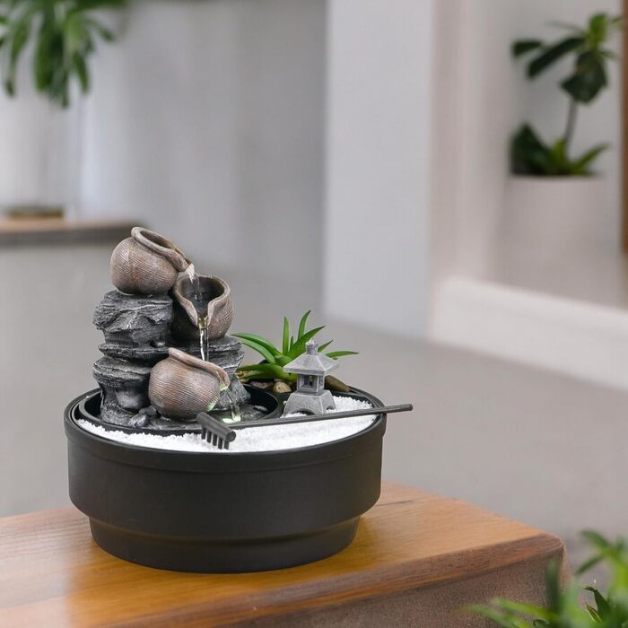 Фонтан для саду Oasis Zen'Light: водоспад, LED-підсвічування, білий пісок, декор для релаксації