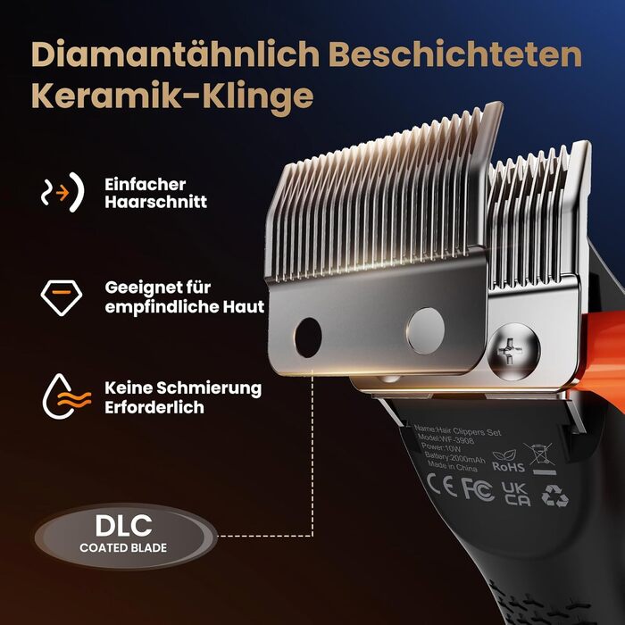 Машинка для стрижки волосся MAXGROOM Profi Set 9000 об/хв з керамічними лезами, чорна. Акумуляторна, з LED-дисплеєм, для стрижки та моделювання
