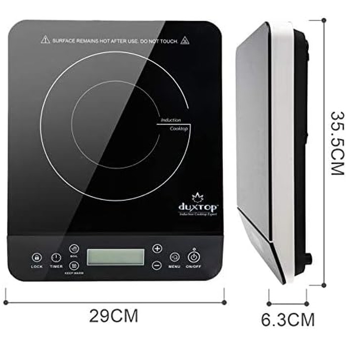 Плита індукційна Duxtop 2100W з сенсорним керуванням, LCD-дисплеєм, таймером 10 годин та 20 рівнями потужності/температури