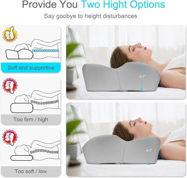 Ортопедична подушка для шиї з піни Memory Foam Zervikales: підтримка голови та шиї, для сну на боці, спині, животі, зняття болю в шиї