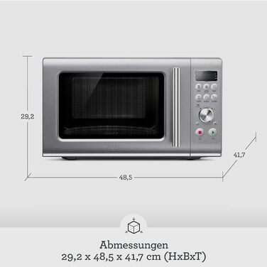 Мікрохвильова піч Sage The Compact Wave з функцією плавного закривання, срібляста