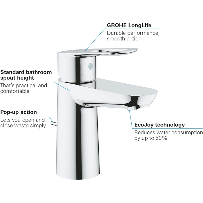 Змішувач для ванної кімнати Grohe BauLoop, водозберігаючий, хром, 23335000