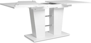 Розсувний обідній стіл з синхронним механізмом, білий, 140-180x75x90 см, товщина стільниці 22 мм, крайка ABS