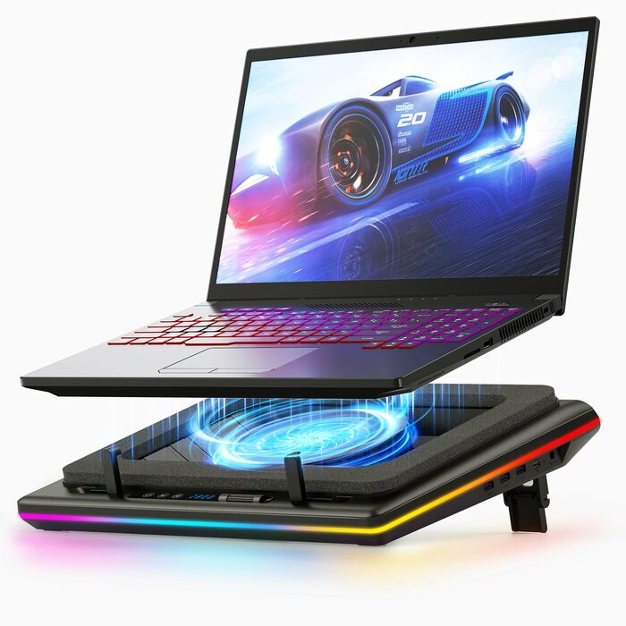Ігровий охолоджувач для ноутбука llano V12 RGB Cooling Pad, підставка з вентиляторами, чорний