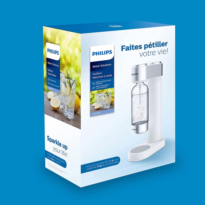 Сифон для газування води Philips GoZero ADD4902BK/10, пластиковий, 1 л, білий