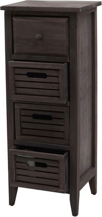 Комод Mendler T18 з 4 шухлядами, 74x30x25 см, вінтажний шафка у стилі шеббі-шик, сірий/коричневий
