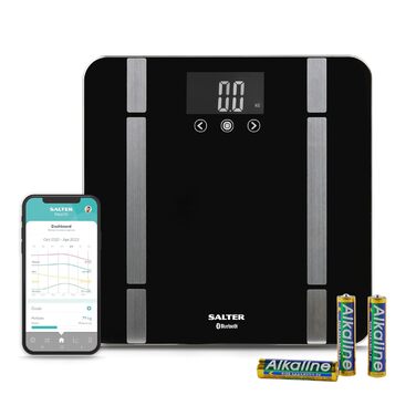 Bluetooth-вага для ванної Salter SA00432FEU6, до 200 кг, чорна, з пам’яттю на 8 користувачів, сумісна з додатком Salter Health, для контролю ваги та фітнесу