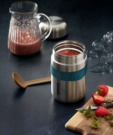 Термос для їжі BLACK + BLUM Food Flask 400 мл, з ложкою, вакуумний, з нержавіючої сталі, океан, зберігає 6 годин тепло та 8 годин холод, герметичний