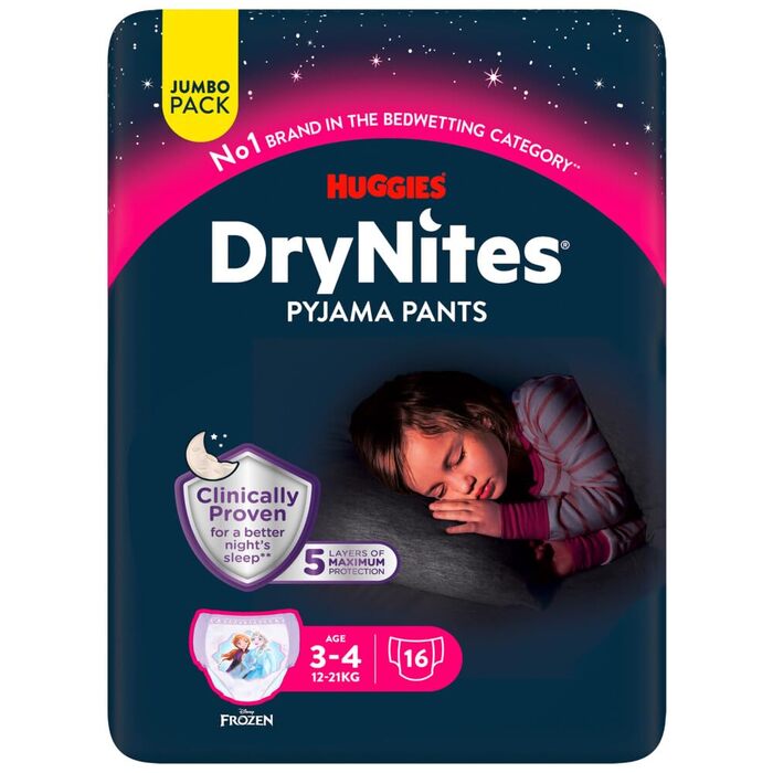 Нічні підгузки-трусики Huggies DryNites для дівчаток, Pyjama Pants, 64 шт (4 упаковки по 16 шт)