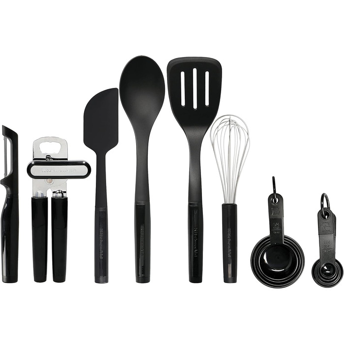 Набір кухонного приладдя KitchenAid 15 предметів, чорний, стійкий до нагріву, придатний для миття в посудомийній машині