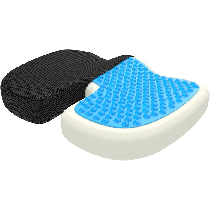 Ортопедична подушка для сидіння bonmedico з гелем та піною Memory Foam, ергономічна для авто, офісного та інвалідного крісла, чорна, велика