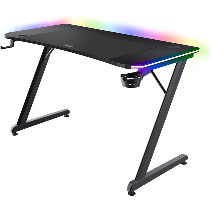 Ігровий стіл Trust Gaming GXT 709W Luminus RGB з підсвічуванням LED, 10 режимів, USB, для геймерів, білий (120x60 см)
