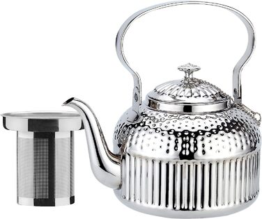 Чайник SANQIAHOME 1,4 л з нержавіючої сталі з ситечком, для індукції, сріблястий, 1200 мл