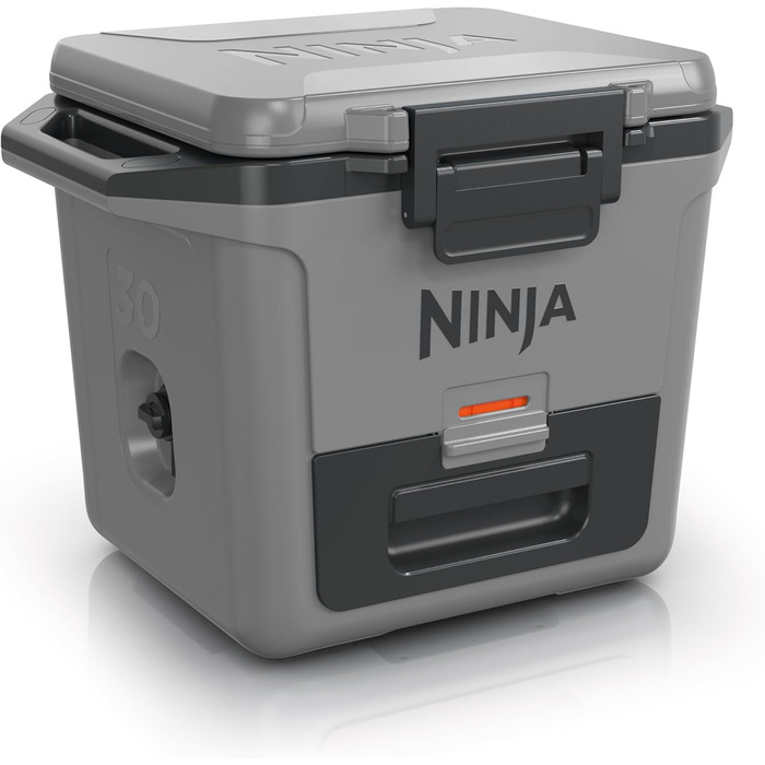 Термобокс Ninja FrostVault 28 л, преміум ізотермічна холодильна коробка, зберігає лід до 6 днів, інтегрована суха шухляда, місткість 48 банок, колір шиферно-сірий