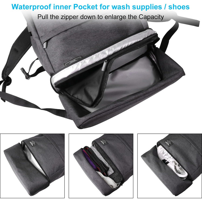 ITSHINY спортивна сумка для чоловіків і жінок, 3-в-1 рюкзак та сумка через плече для спортзалу, водонепроникна, з відділенням для взуття, чорна