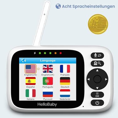 Відеоняня HelloBaby HB6339 з камерою, екраном 3.2 дюйма та двостороннім аудіозв'язком (без WLAN)