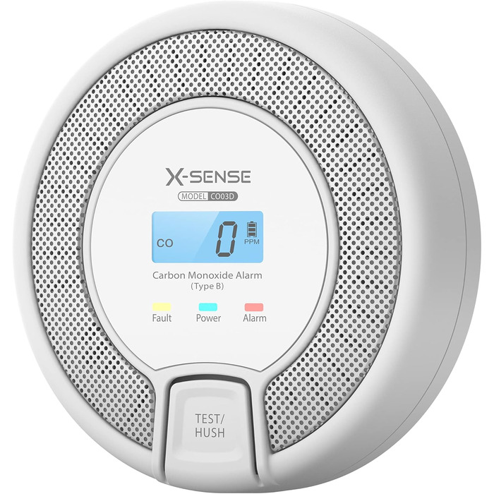 Виявник CO X-Sense з цифровим дисплеєм, датчик вуглекислого газу, 10 років служби, акумулятор замінюється, сертифікат EN 50291, CO03D автономний