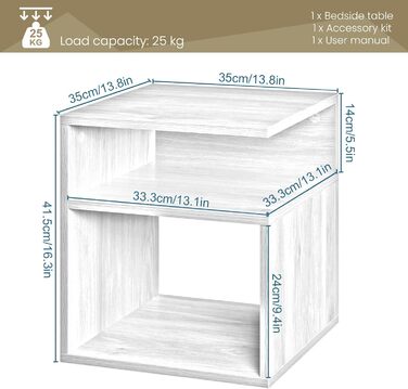 Комплект із 2 приліжкових тумб EUGAD, світлий дуб, 35x41,5x35 см, з 2 відкритими полицями, компактна тумба для спальні та вітальні, підходить для ліжок-боксспрінгів