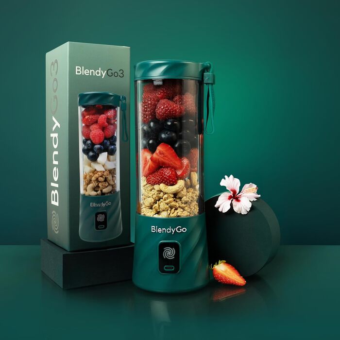 Портативний блендер BlendyGo 3 для смузі, 550 мл, USB, BPA-free, PulseMotion & BlendPro, фласково-зелений