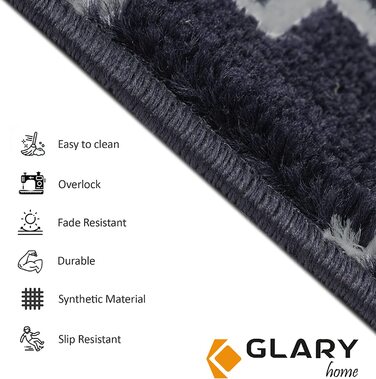 Набір килимків для сходів Glary Home, 15 шт, самоклеючі, 22×71×1,2 см, квадратний візерунок, сірий-чорний, GH40A-GRYB