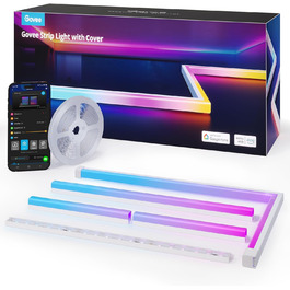 Світлодіодна стрічка Govee RGBIC 5м з LED-профілем, сумісна з Alexa та Google Assistant, ігрова LED-шина для спальні, цоколя, меблів, 64 режими