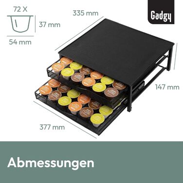 Тримач для капсул Dolce Gusto Gadgy на 72 капсул, металевий органайзер з 2 шухлядами