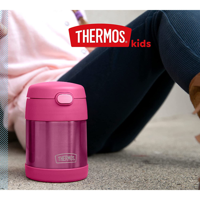 Термос для їжі THERMOS FUNTAINER 0,3 л рожевий з ложкою для дітей, герметичний, зберігає тепло 5 годин і холод 7 годин, контейнер для супу, мюслі, школи