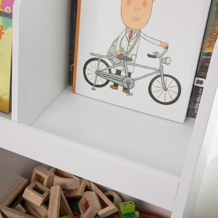 Дитячий стелаж SoBuy KMB19-W з 5 полицями, білий, масив дерева, 86x77x36 см – книжкова шафа та органайзер для іграшок