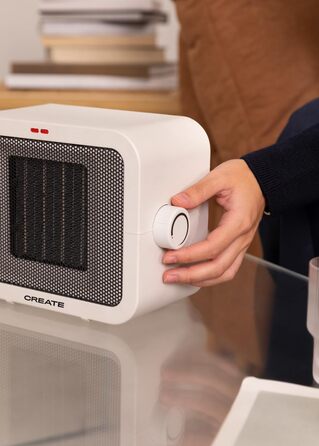 Керамічний обігрівач CREATE/WARM BOX, білий, 1500 Вт, портативний, з термостатом, 2 режими потужності, PTC-нагрів, захист від перегріву
