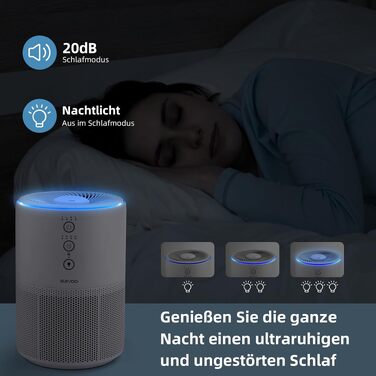 Очищувач повітря Slevoo 03 Pro Max для дому з HEPA-фільтром 3-в-1, CADR 200м³/год, від шерсті тварин, пилу та запахів, білий