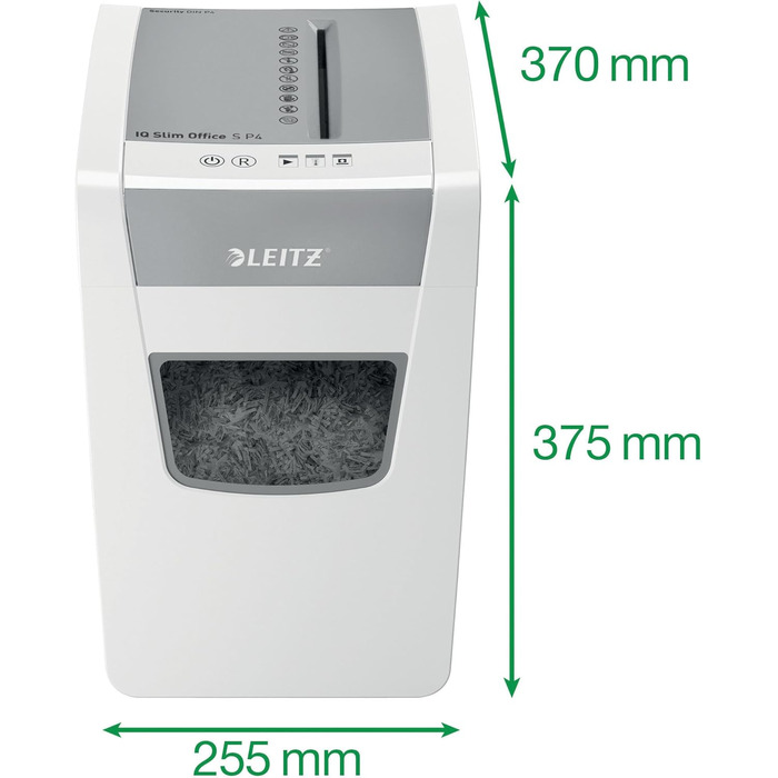 Шредер Leitz IQ Office S Slim: безпечне знищення документів, P4, 12 листів, тихий, 23L, білий