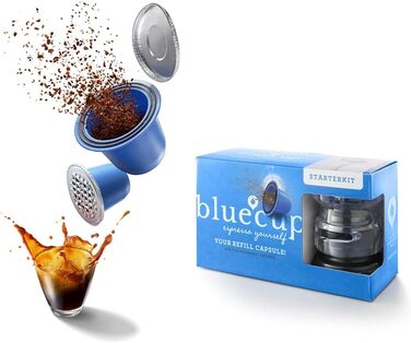 Bluecup багаторазові капсули для Nespresso Original Line, стартовий набір (2 капсули, 100 кришечок)