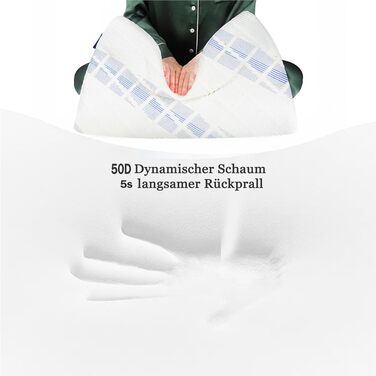 Подушка для шиї LAMB з Memory Foam, регульована висота, ергономічна, знімний чохол 60x36x12/10 см, блакитна