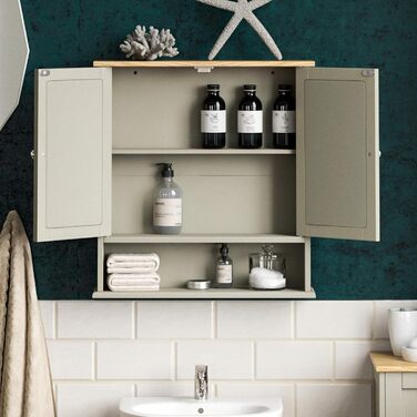 Шафа Bath Vida для ванної, підвісна, 2-дверна, дзеркальна, МДФ, сіра, з полицею