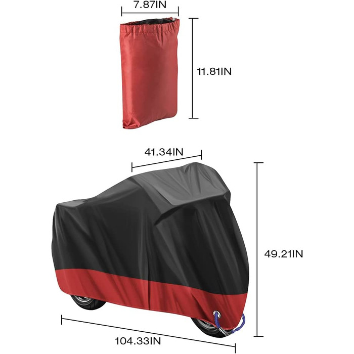 Водонепроникний чохол для мотоцикла 210D Oxford, захисна накидка для Harley-Davidson, Suzuki, Yamaha, 3XL (265×105×125 см), червоний, для вулиці, захист від подряпин