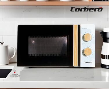Мікрохвильова піч Corberó CMICG270WOODW, 20 л, 700 Вт, механічне керування, 5 рівнів потужності, чорна
