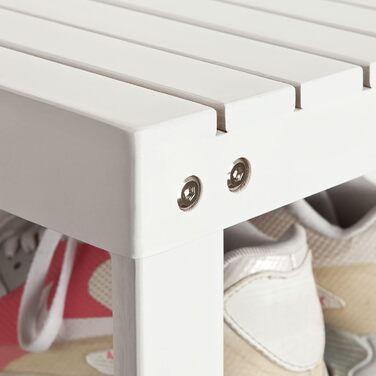 Лавка для взуття SoBuy FSR02-K-W з полиць, 50 см, біла, бамбук, гарантія 2 роки