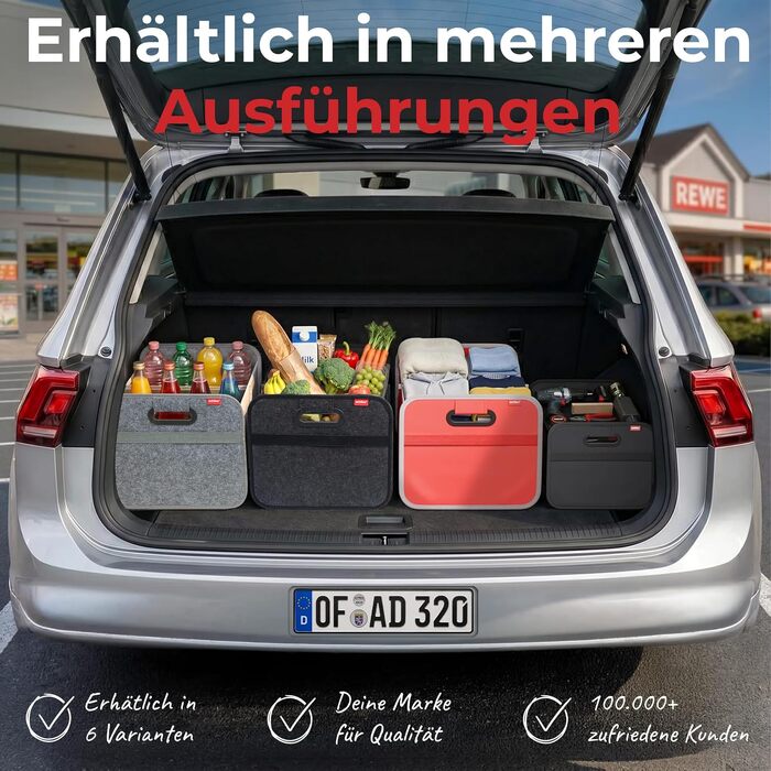 Органайзер у багажник Achilles Auto-Faltbox XL — велика складана сумка-коробка з фетру для авто, сіра