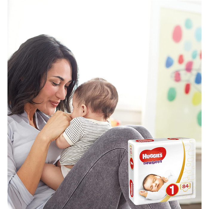 Підгузки Huggies Newborn для новонароджених, розмір 1 (2-5 кг), з індикатором вологості, 84 шт, велика упаковка