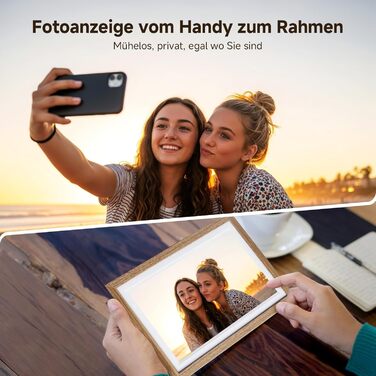 Ролеї Smart Frame WiFi 1010: Цифровий фоторушій з Wi-Fi, 10.1 дюйма, IPS сенсорний екран, 32GB, дерево (дуб)