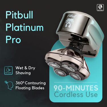 Бритва Skull Shaver Pitbull Platinum Pro - бездротовий, USB-зарядний, для чоловіків.