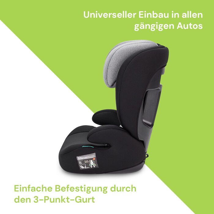 Дитяче автокрісло Booboo Safety Oslo без Isofix, i-Size 100-150 см, з підголівником, від 3 років, чорний/сірий