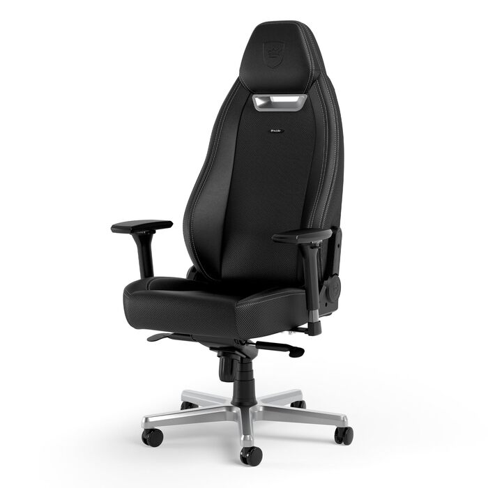 Ігрове крісло noblechairs Legend Silver Edition: ергономічний офісний стілець зі штучної шкіри PU, підтримкою попереку, 4D-підлокітниками та алюмінієвою основою, до 150 кг