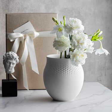 Ваза Villeroy & Boch Collier Blanc Perle No. 1, 16.5 x 16.5 x 17.5 см, білий фарфор преміум-класу, сучасний дизайн