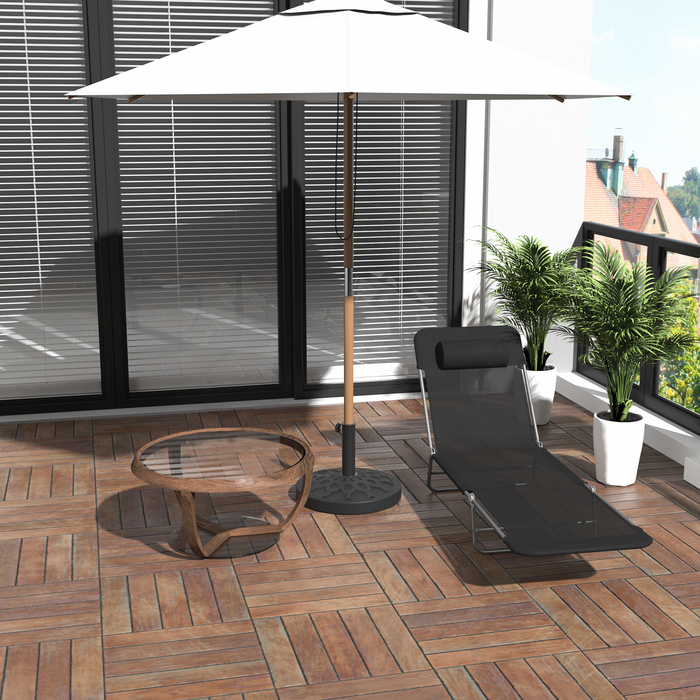 Outsunny Sun Lounger Садовий шезлонг Relax Lounger на 2 ноги Шезлонг чорний складний для саду, тераси та балкона