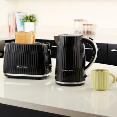 Тостер Russell Hobbs Eden на 2 тости, чорний - 6 режимів, підйом, розморожування, підігрів, лоток для крихт, тримач для булочок 27372-56