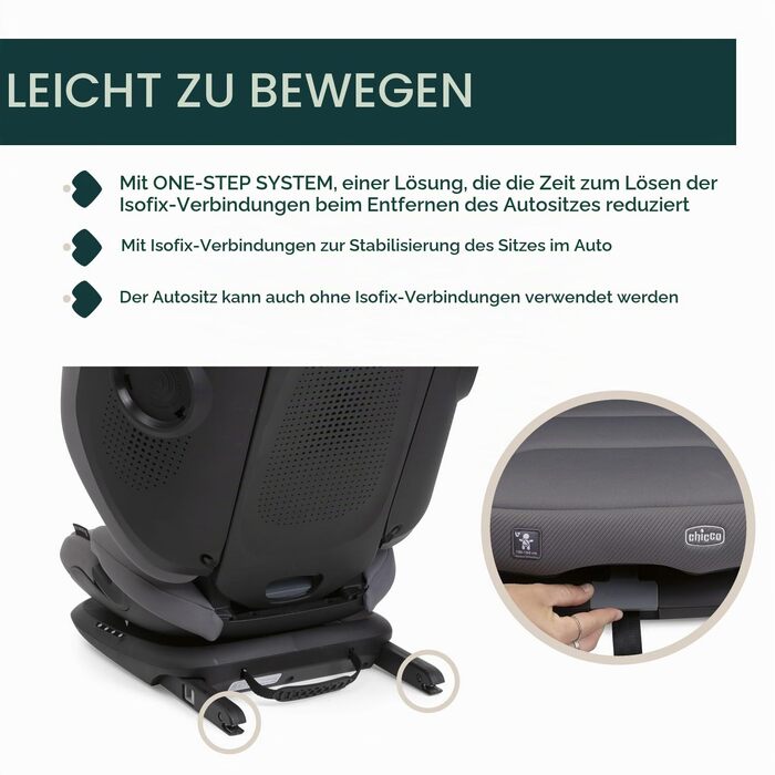 Дитяче автокрісло Chicco Fold&Go S i-Size (100-150 см) група 2/3, з Isofix, складане, сіре (Glam Grey)