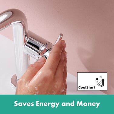 Змішувач для ванної кімнати Hansgrohe Tecturis S Fine з Push-Open, CoolStart, EcoSmart+ та виливом 110 мм, хром
