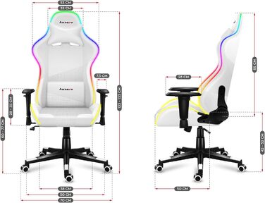 Ігрове крісло Huzaro Force 6.2 Біле з RGB LED підсвіткою, екошкіра, тканина, карбон, ергономічне, регульована висота, підголівник, поперекова підтримка, навантаження до 130 кг, офісне крісло